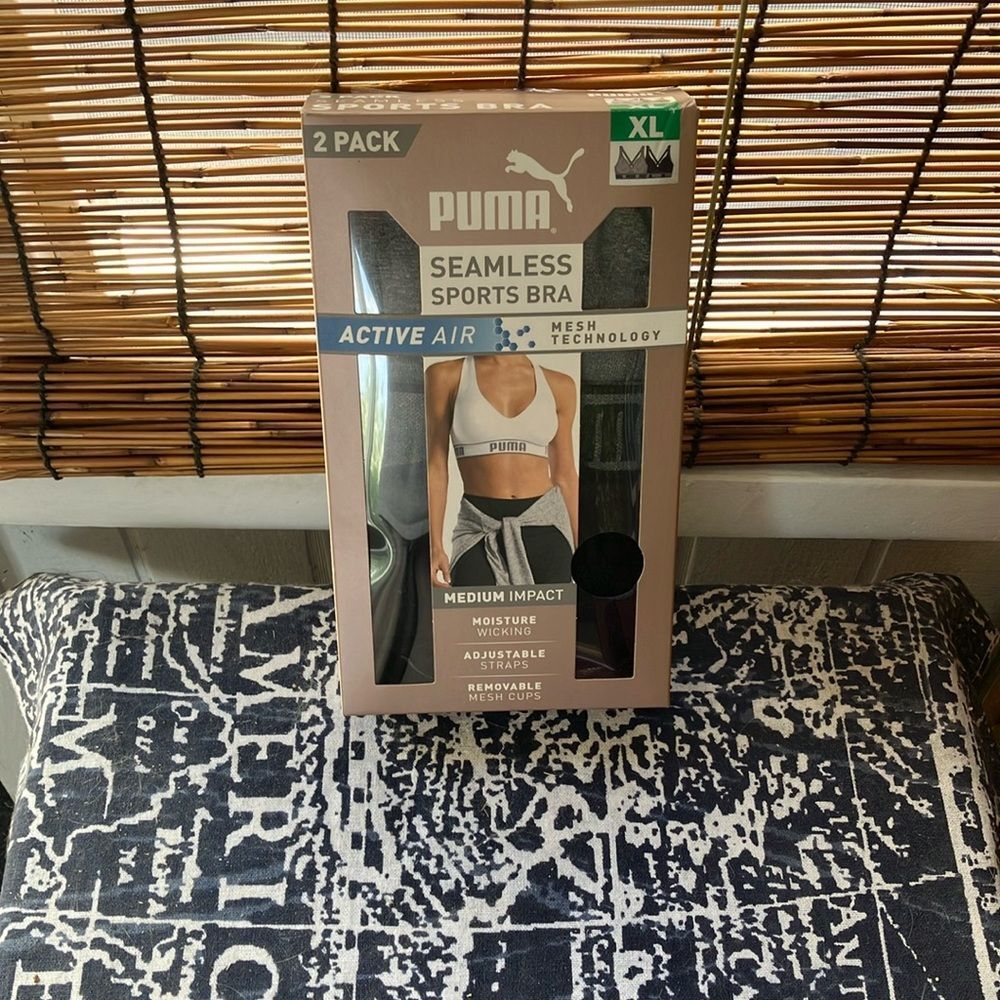 Puma Seamless Sports Bra 2-Pack - Gray and White (XL)